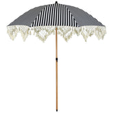 Striped Outdoor Beach Market Umbrella With Tilt- 6.5' - Black and White